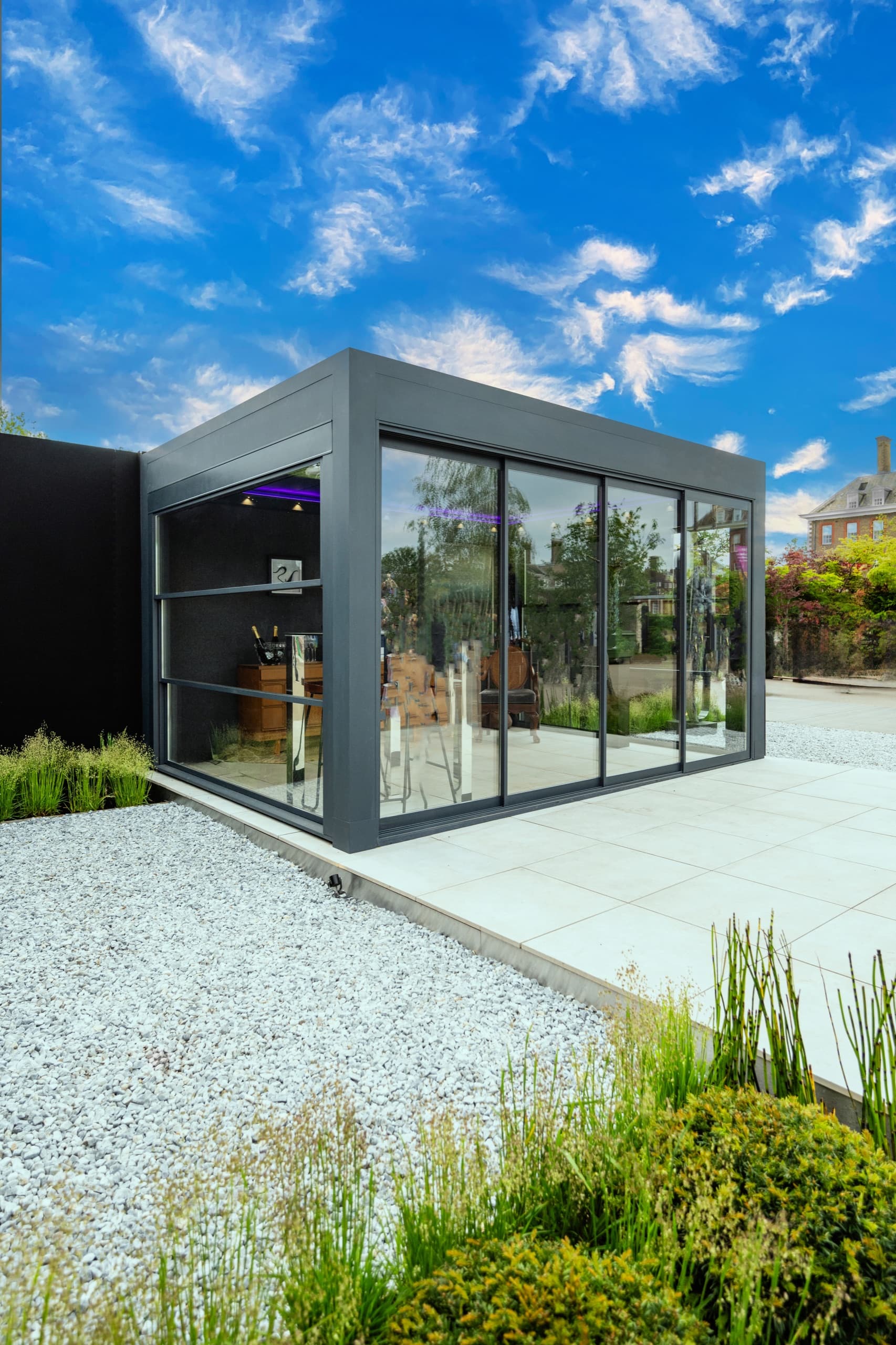 Framed sliding glass — closed